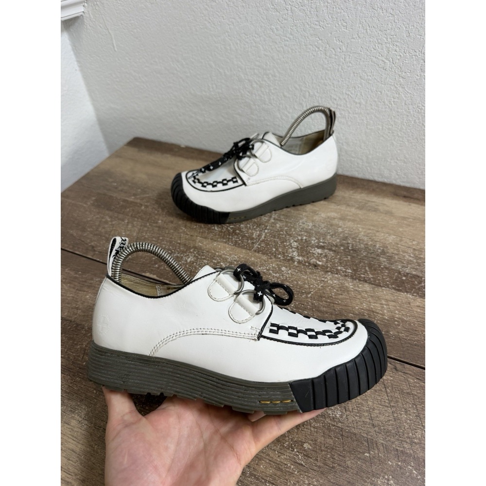 Dr Martens 12386 White Leather Creeper Shoes Womens 7 Mens 6 Rare AirWair